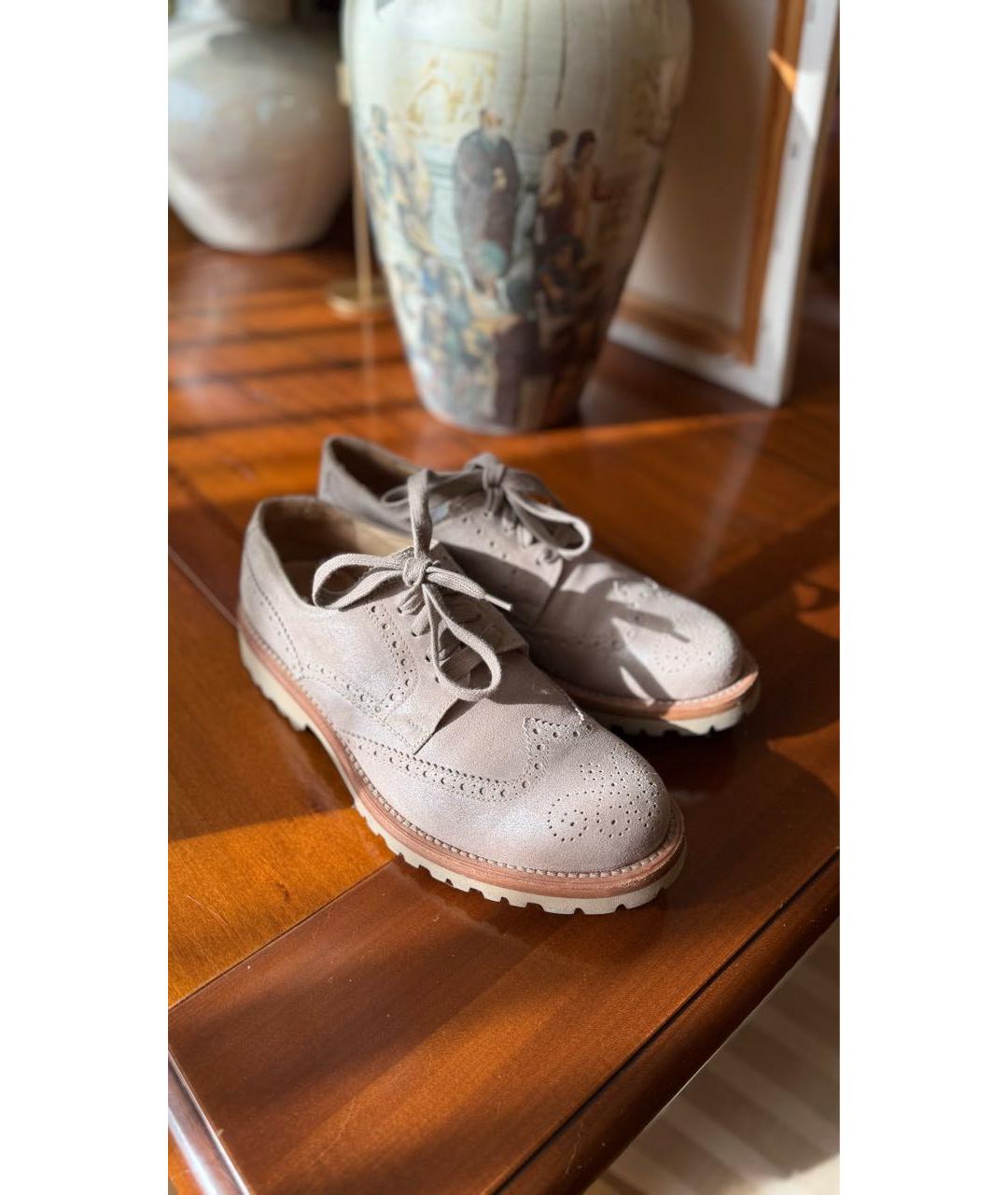 BRUNELLO CUCINELLI Бежевые кожаные брогги и оксфорды, фото 6