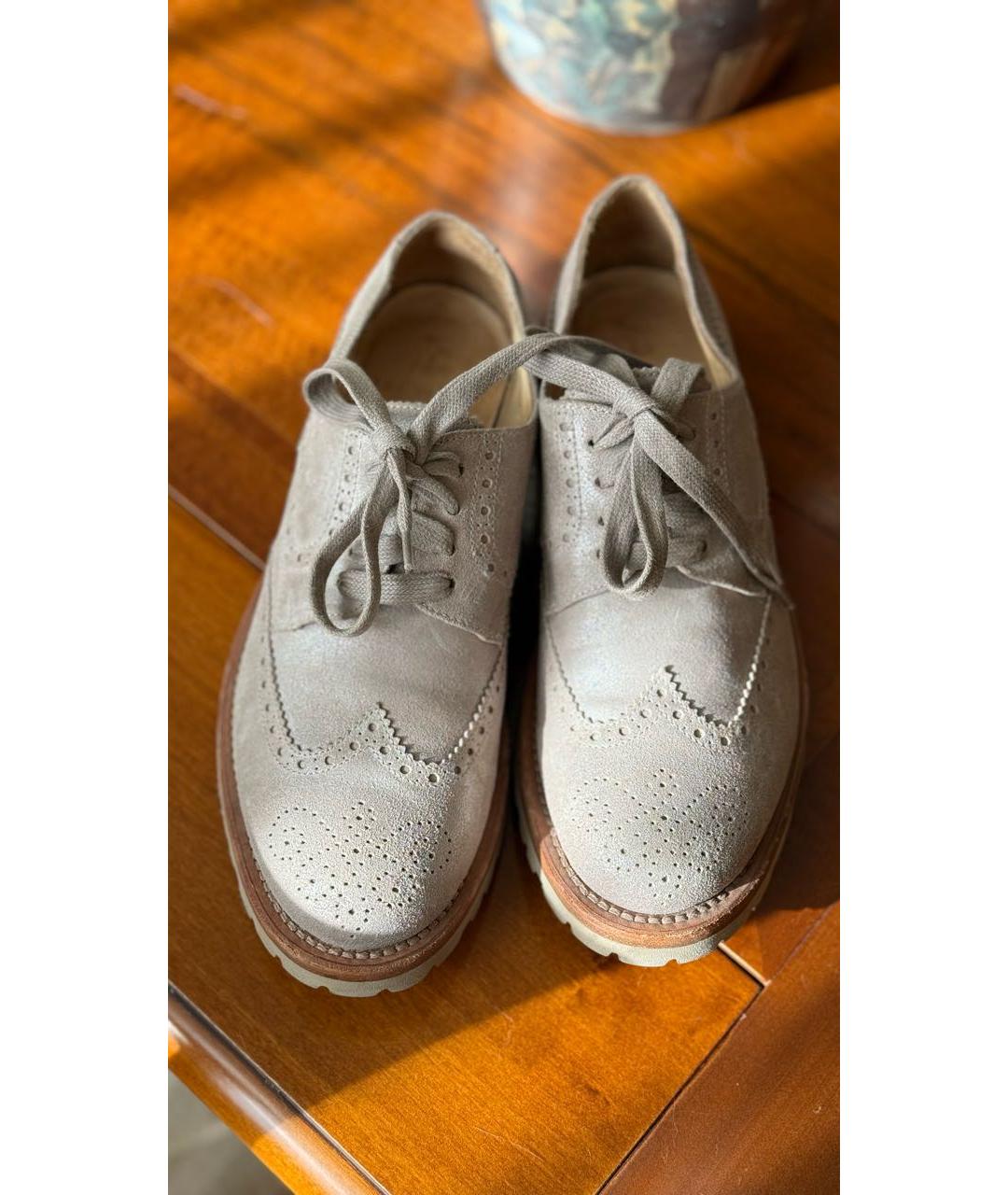 BRUNELLO CUCINELLI Бежевые кожаные брогги и оксфорды, фото 2