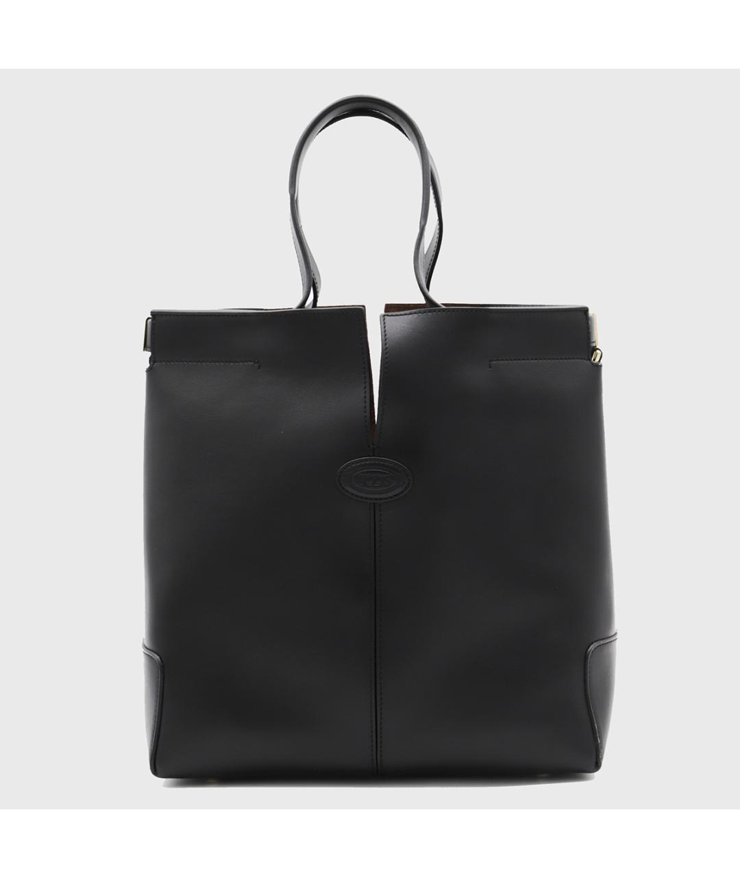 TOD'S Черная кожаная сумка тоут, фото 3