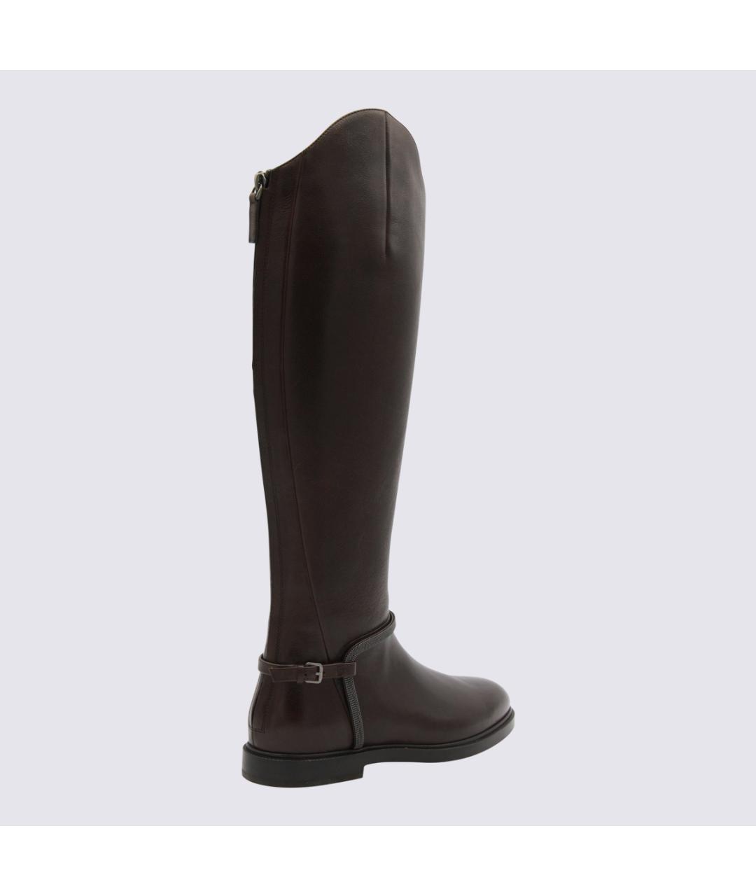 BRUNELLO CUCINELLI Коричневые кожаные сапоги, фото 3