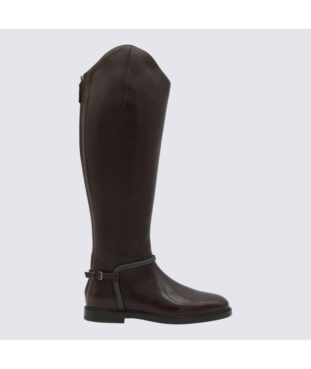 BRUNELLO CUCINELLI Коричневые кожаные сапоги, фото 5