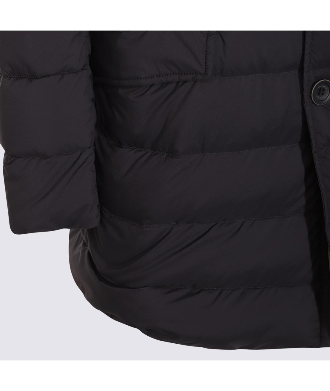 HERNO Темно-синее полиамидовое пальто, фото 4