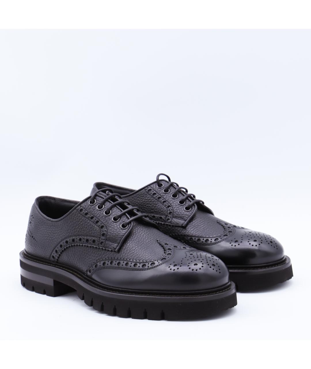 FERRAGAMO Черные кожаные низкие ботинки, фото 2