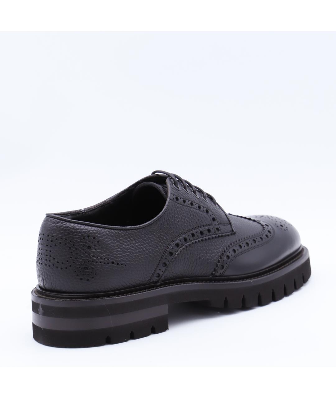 FERRAGAMO Черные кожаные низкие ботинки, фото 3