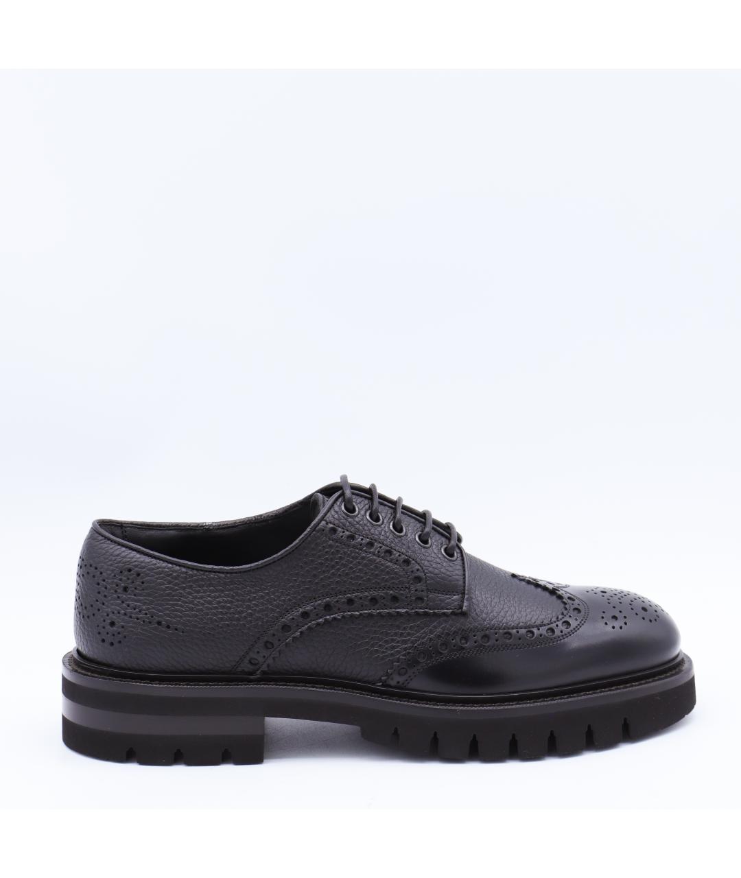 FERRAGAMO Черные кожаные низкие ботинки, фото 5