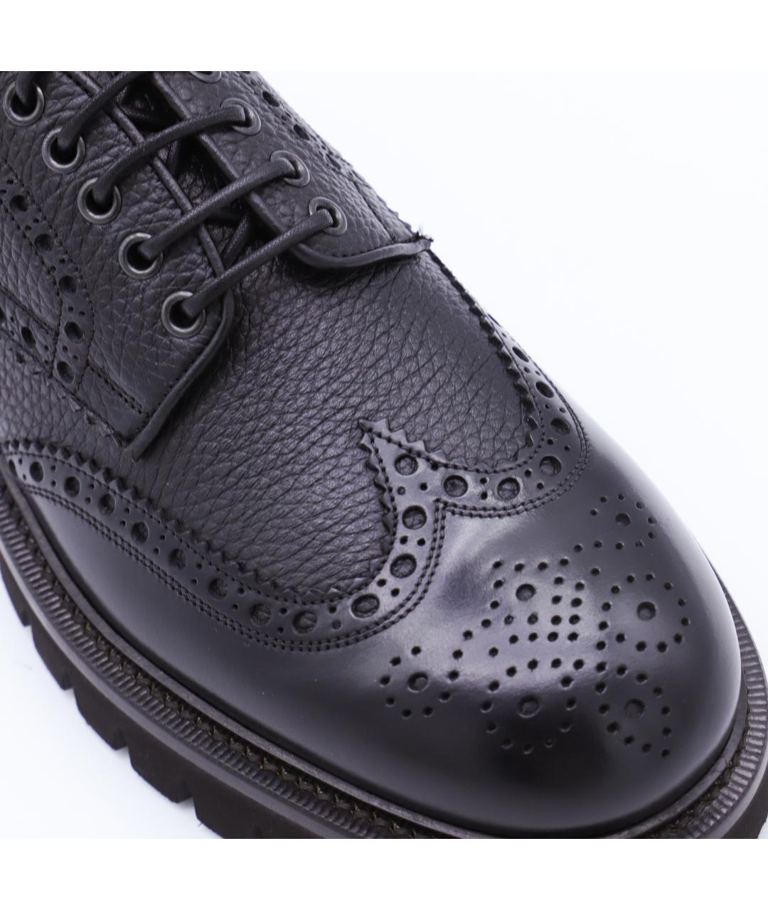 FERRAGAMO Черные кожаные низкие ботинки, фото 4