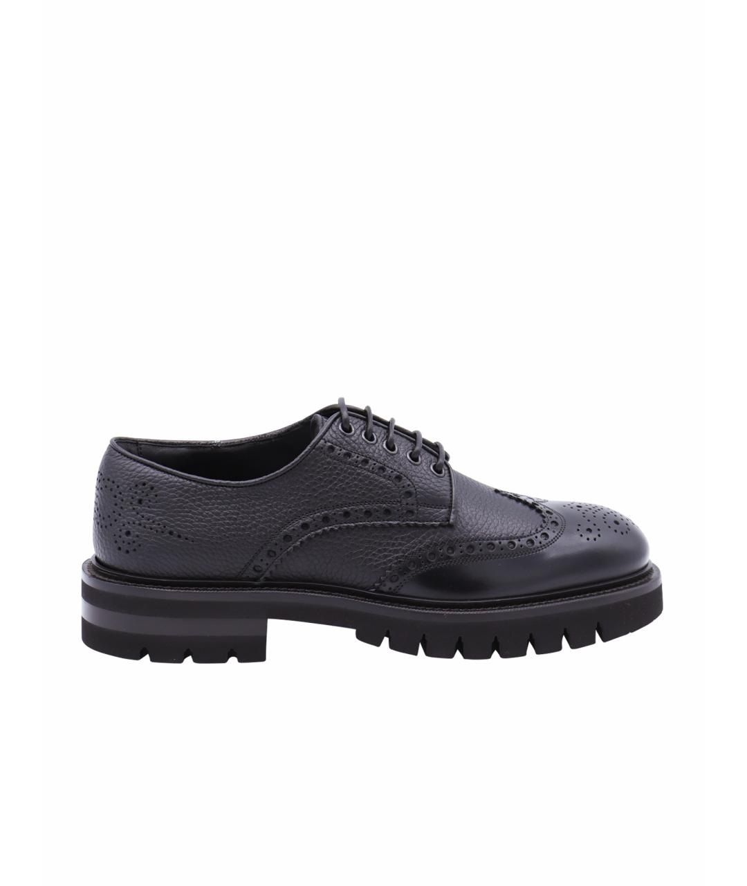 FERRAGAMO Черные кожаные низкие ботинки, фото 1