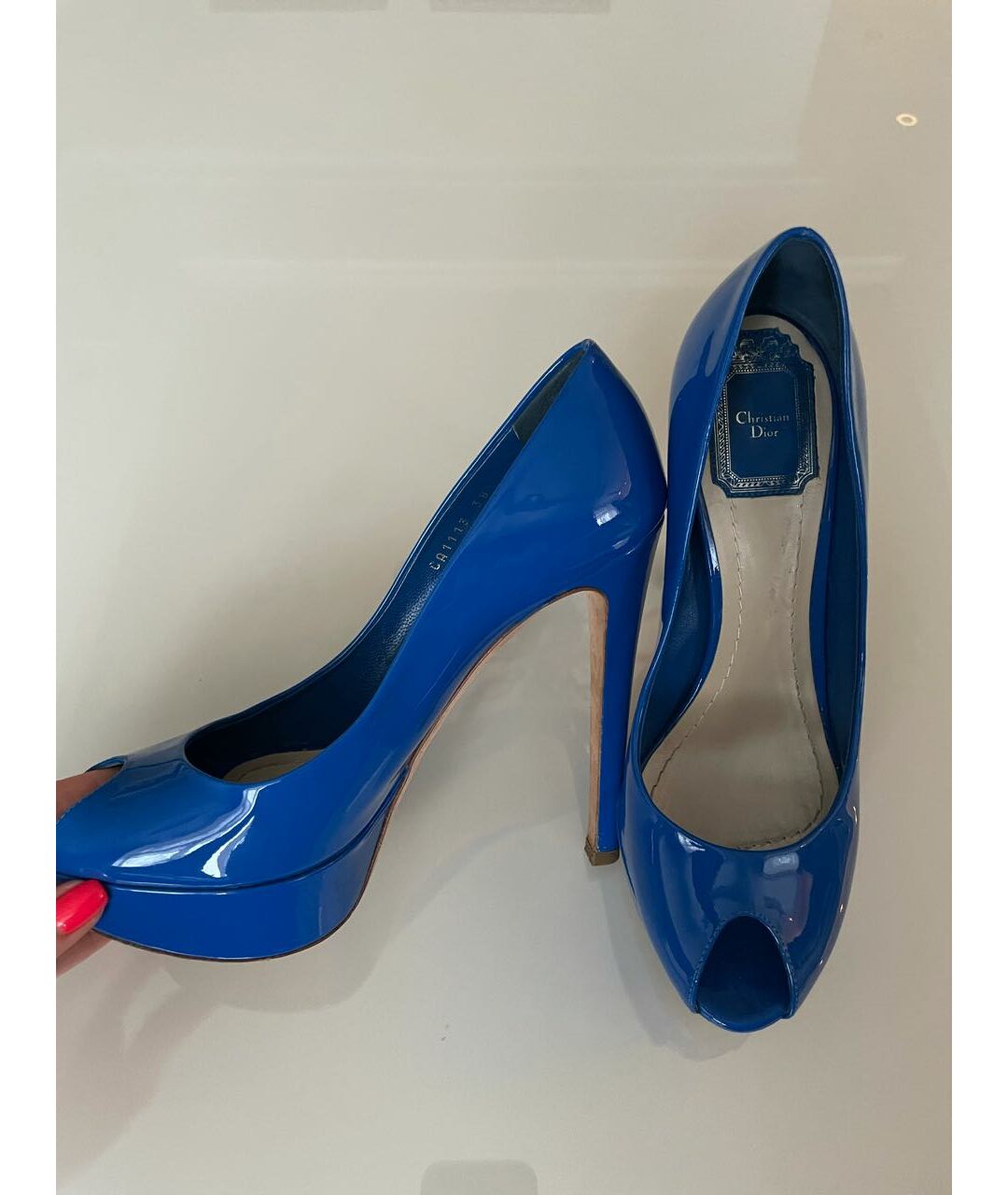 CHRISTIAN DIOR PRE-OWNED Синие туфли из лакированной кожи, фото 3