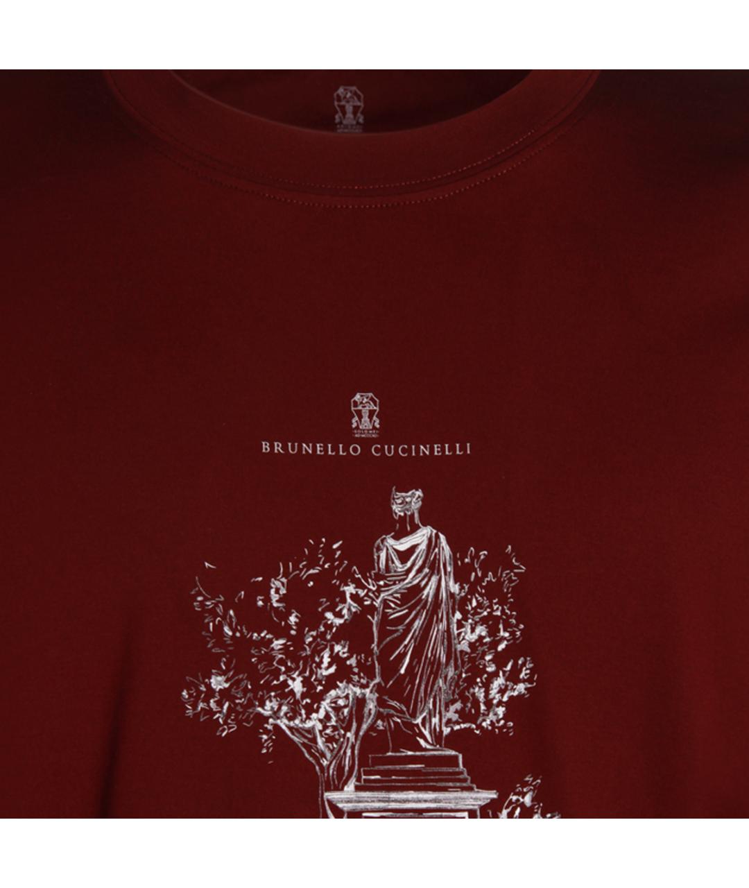 BRUNELLO CUCINELLI Красная хлопковая футболка, фото 3