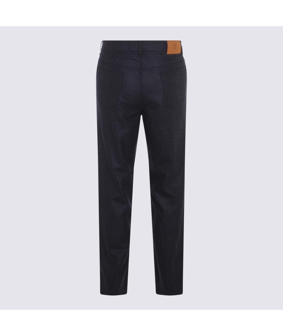 BRUNELLO CUCINELLI Синие шерстяные повседневные брюки, фото 2