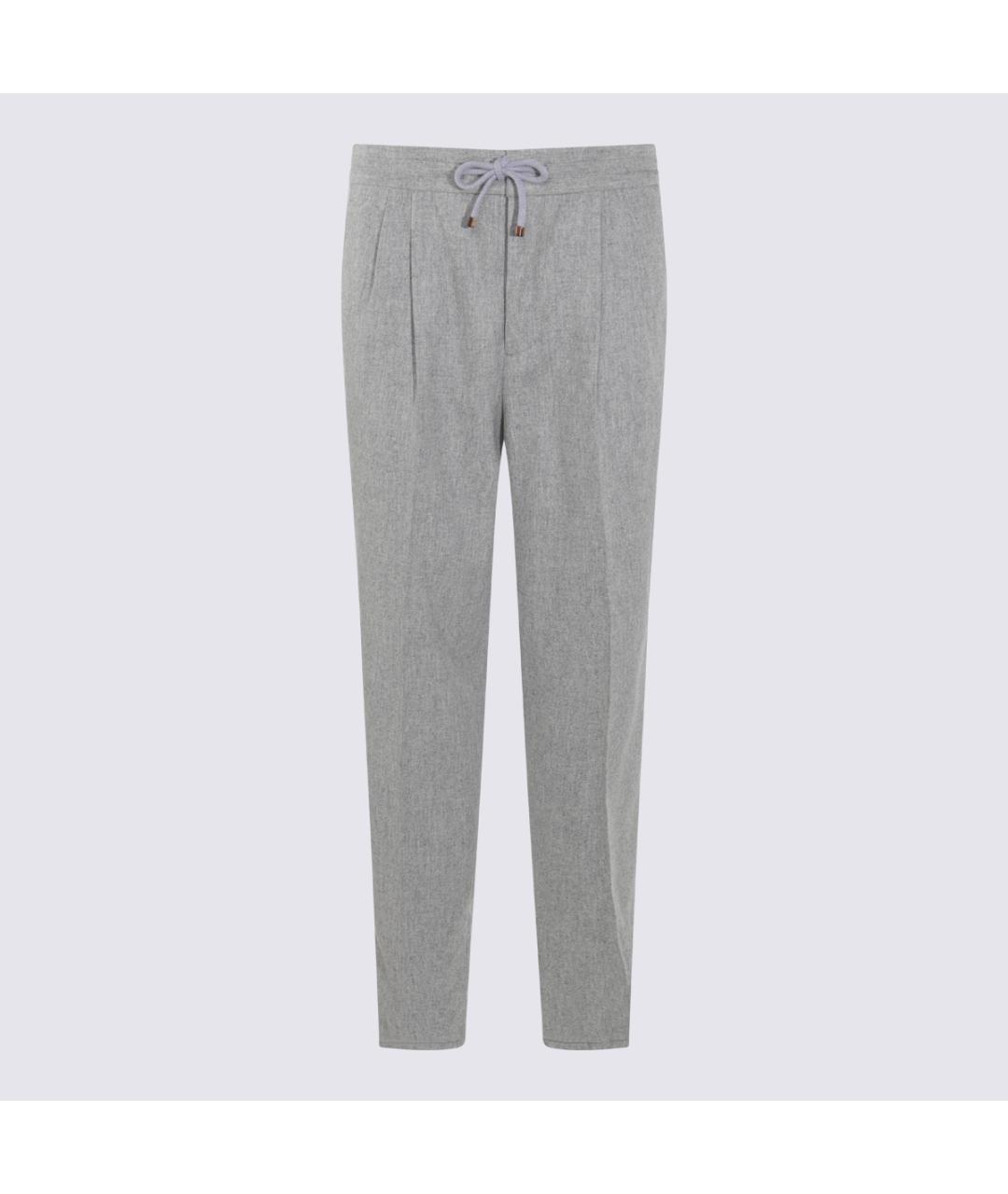 BRUNELLO CUCINELLI Серые шерстяные повседневные брюки, фото 4