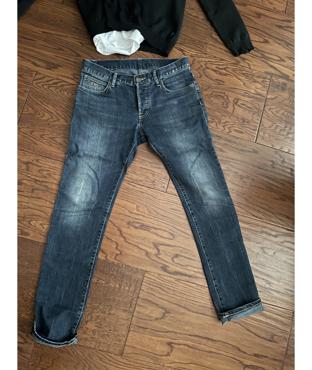 EMPORIO ARMANI Темно-синие хлопковые джинсы скинни, фото 7