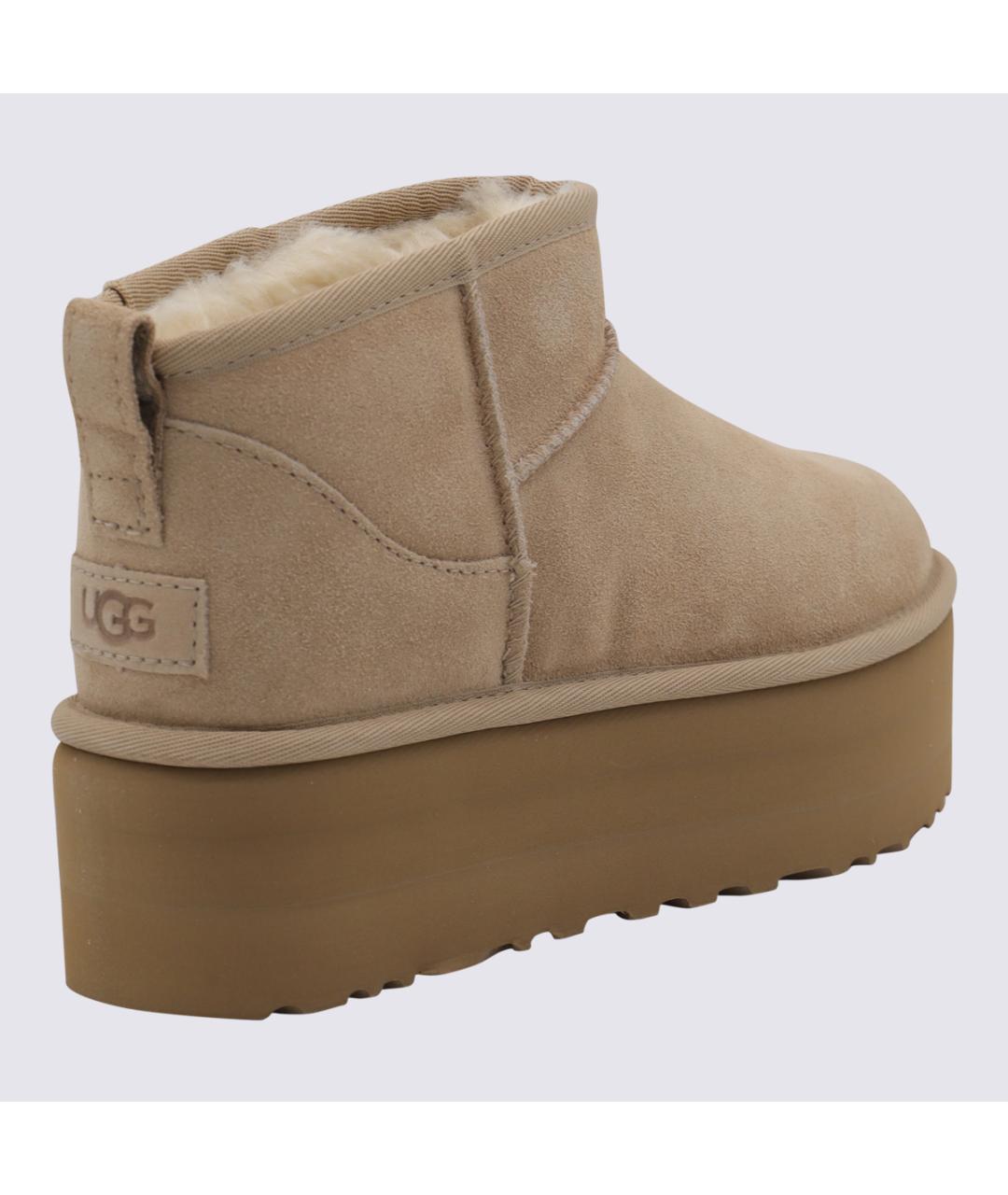 UGG AUSTRALIA Бежевые кожаные сапоги, фото 2