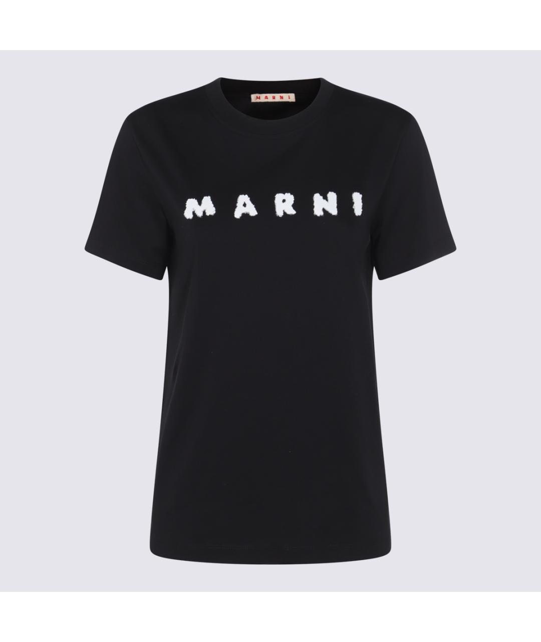 MARNI Черная хлопковая футболка, фото 3