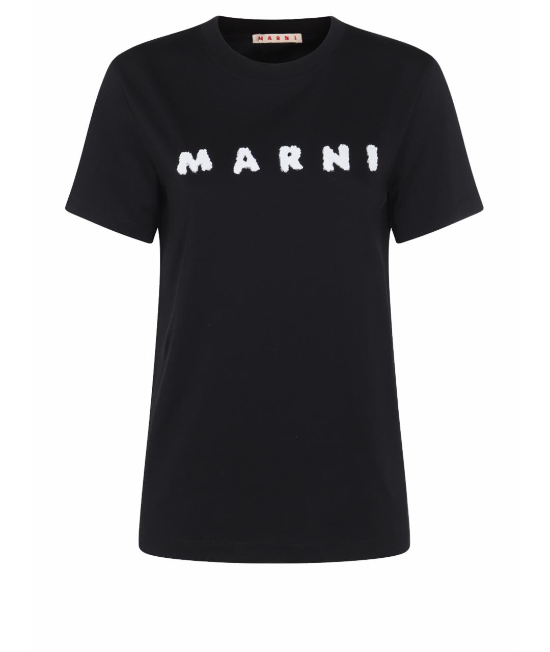 MARNI Черная хлопковая футболка, фото 1