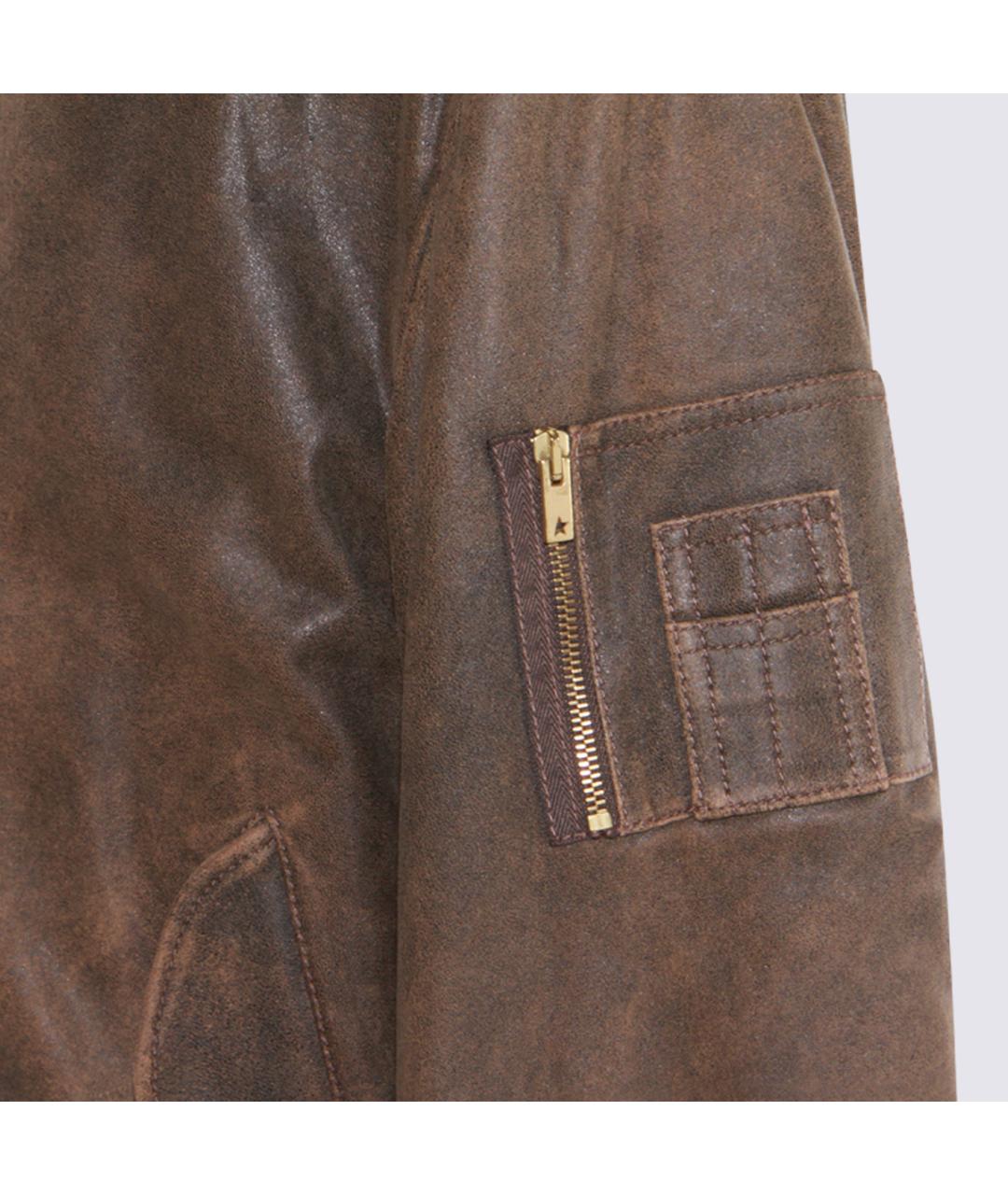GOLDEN GOOSE DELUXE BRAND Коричневая кожаная куртка, фото 3