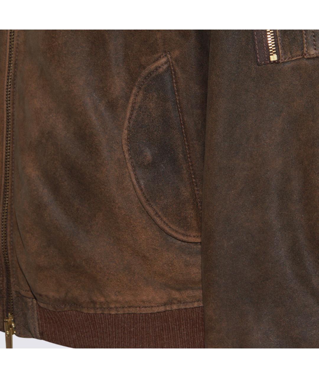 GOLDEN GOOSE DELUXE BRAND Коричневая кожаная куртка, фото 4