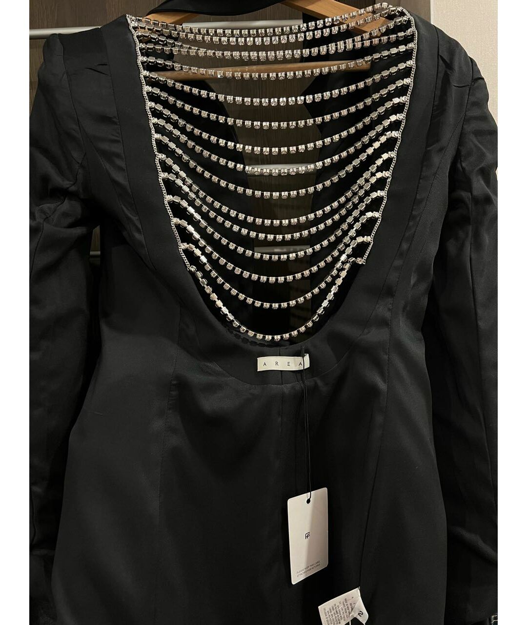 AREA Черное полиамидовое вечернее платье, фото 3