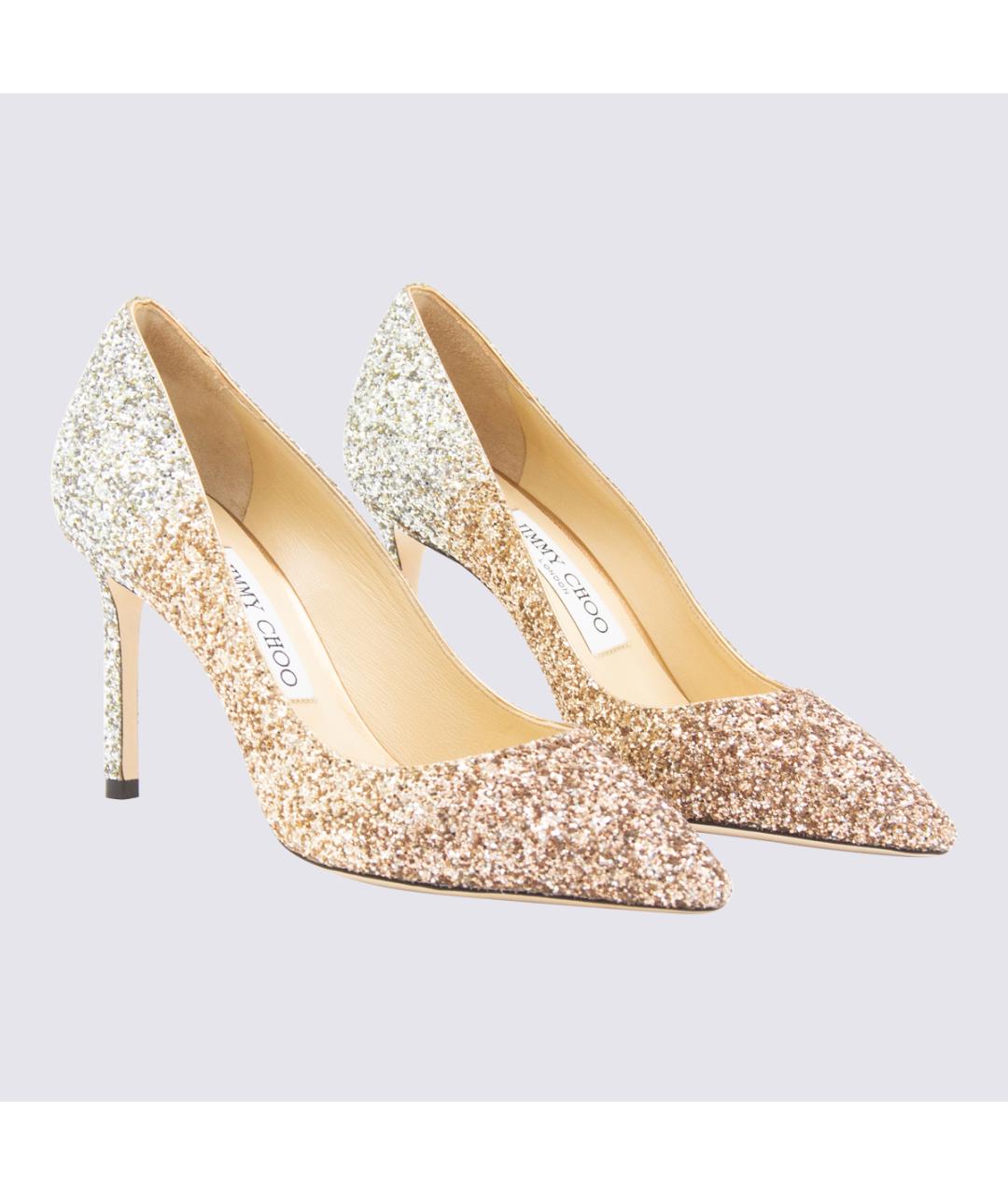 JIMMY CHOO Золотые текстильные туфли, фото 2