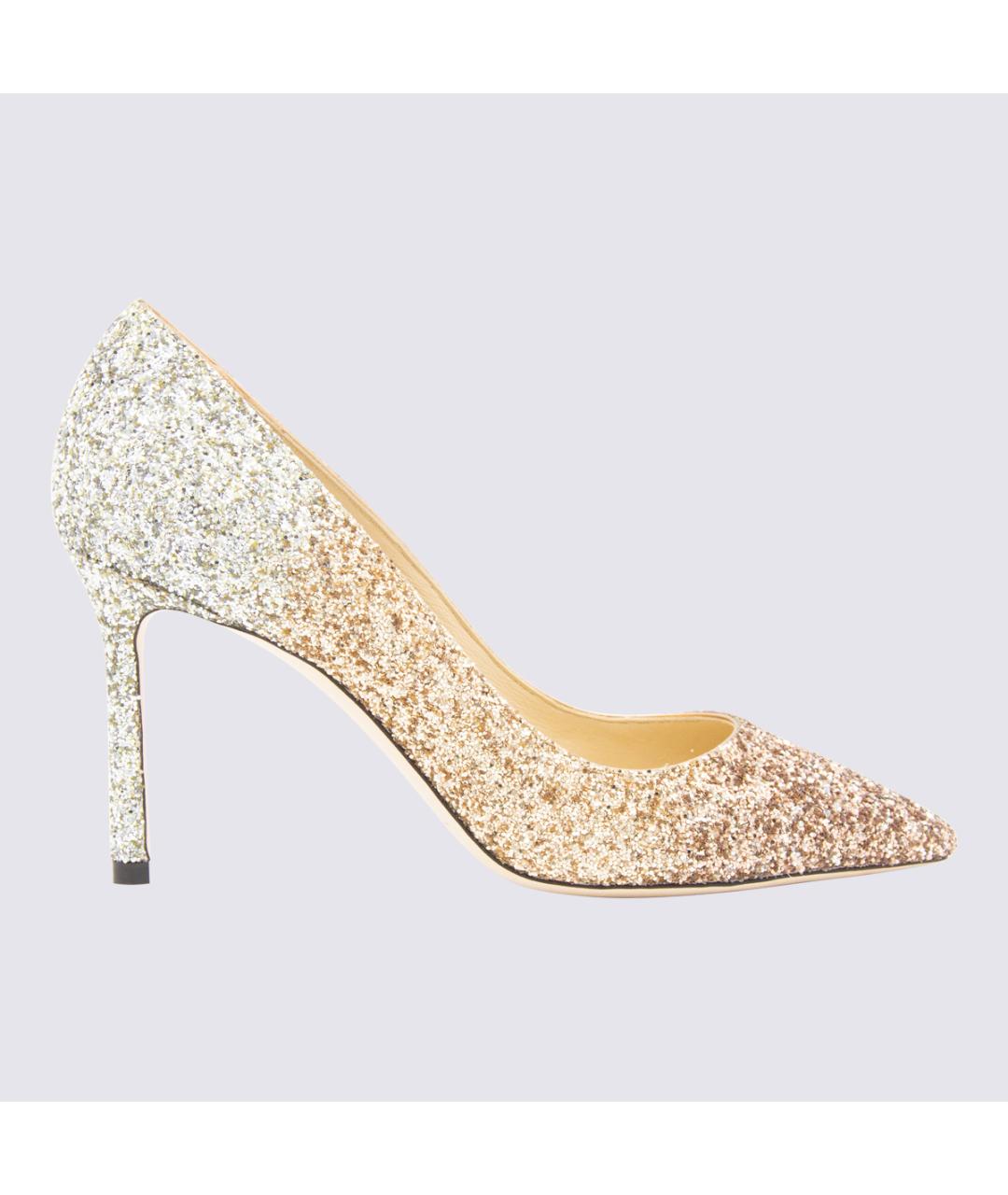 JIMMY CHOO Золотые текстильные туфли, фото 5