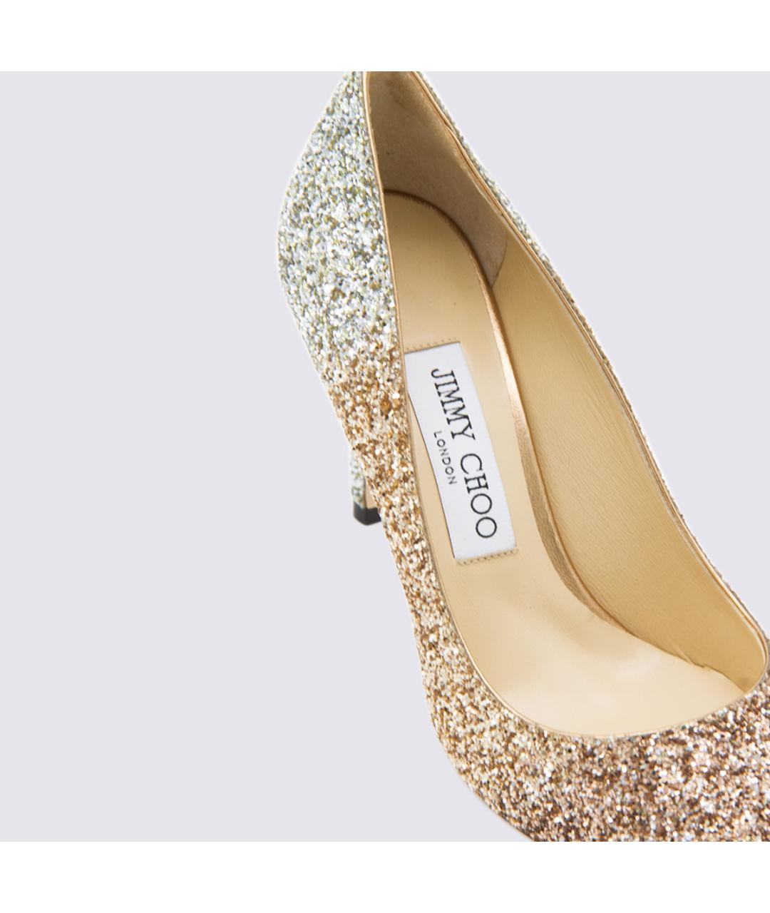 JIMMY CHOO Золотые текстильные туфли, фото 4