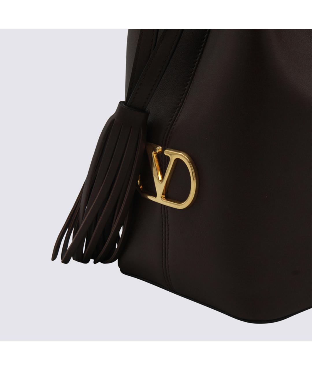 VALENTINO Коричневая кожаная сумка через плечо, фото 4