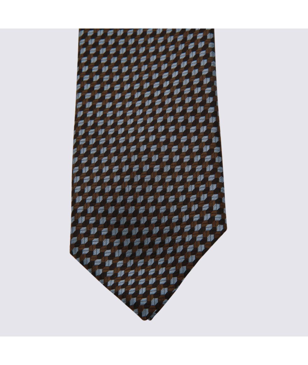 ZEGNA Коричневый шелковый галстук, фото 2