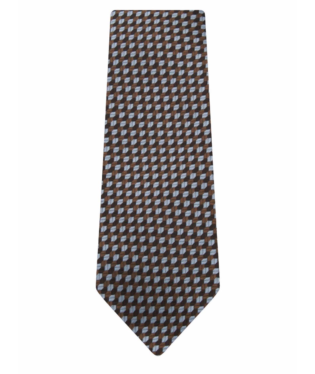 ZEGNA Коричневый шелковый галстук, фото 1