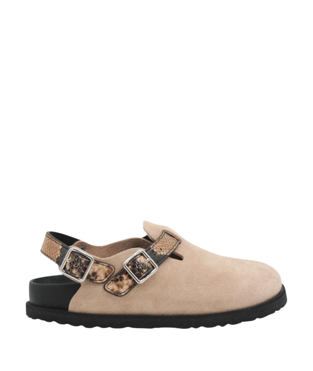 BIRKENSTOCK Бежевые кожаные мюли, фото 1