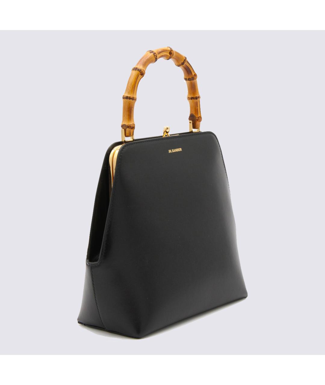 JIL SANDER Черная кожаная сумка с короткими ручками, фото 3