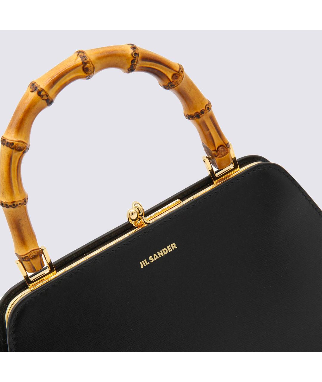 JIL SANDER Черная кожаная сумка с короткими ручками, фото 4