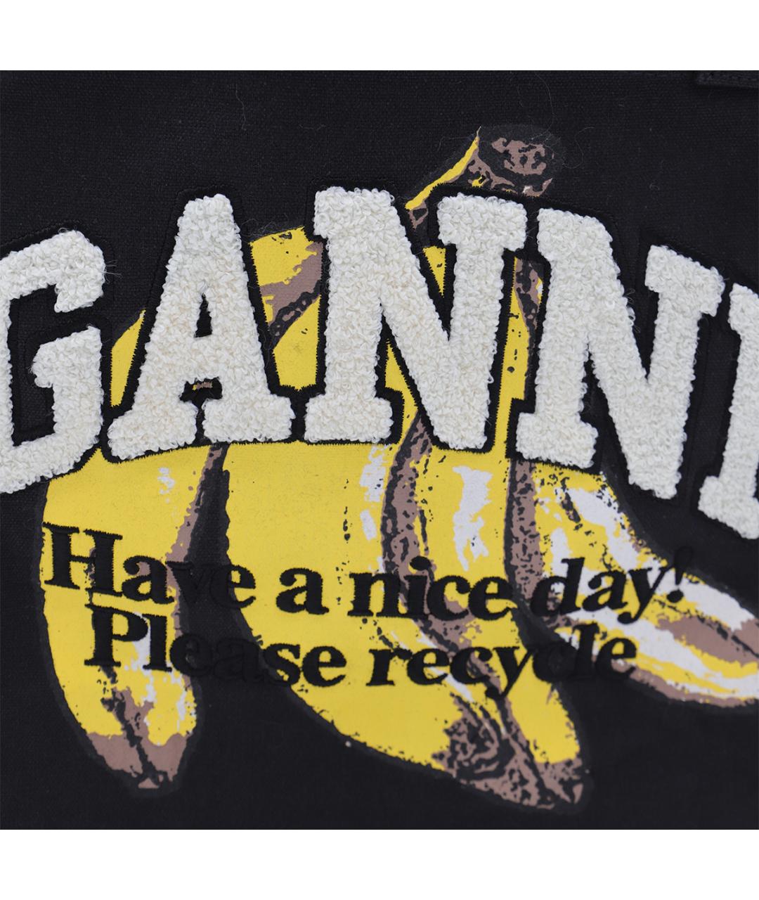 GANNI Черная хлопковая сумка тоут, фото 4