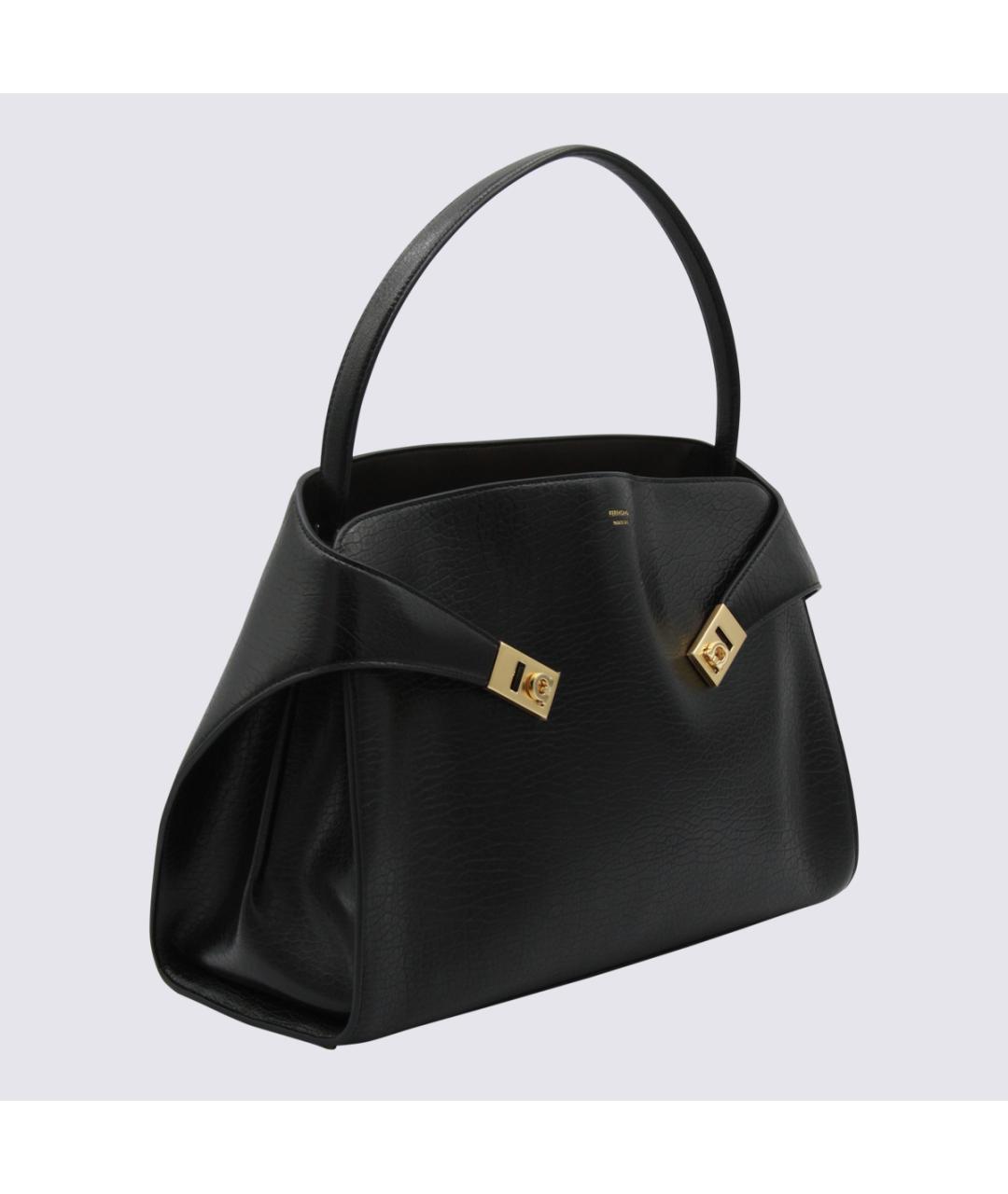 FERRAGAMO Черная кожаная сумка тоут, фото 2