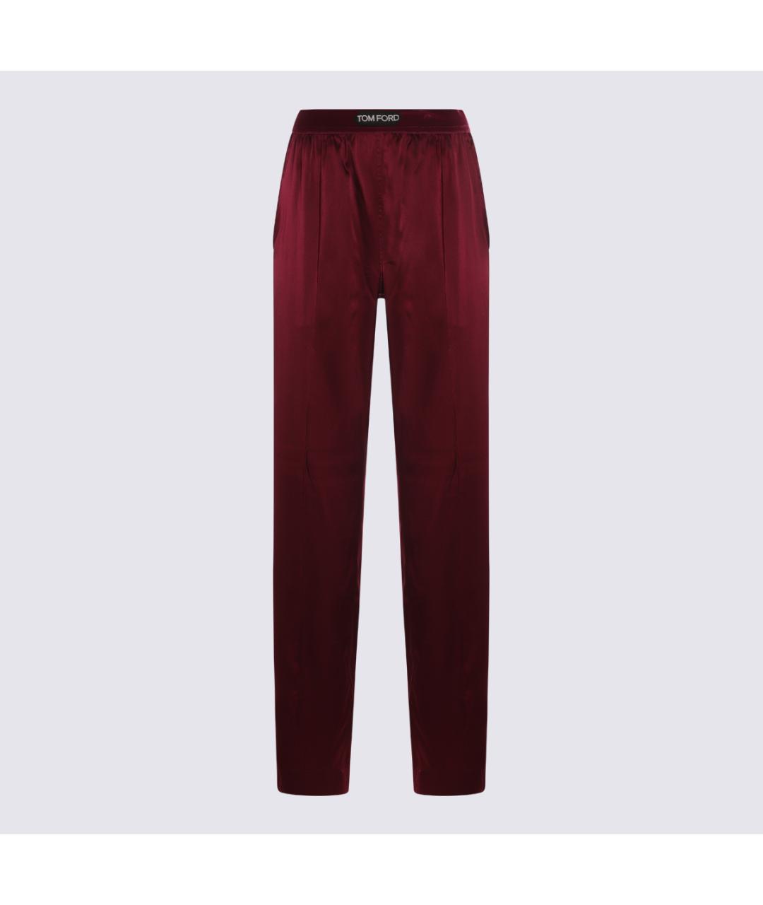 TOM FORD Бордовые шелковые прямые брюки, фото 4