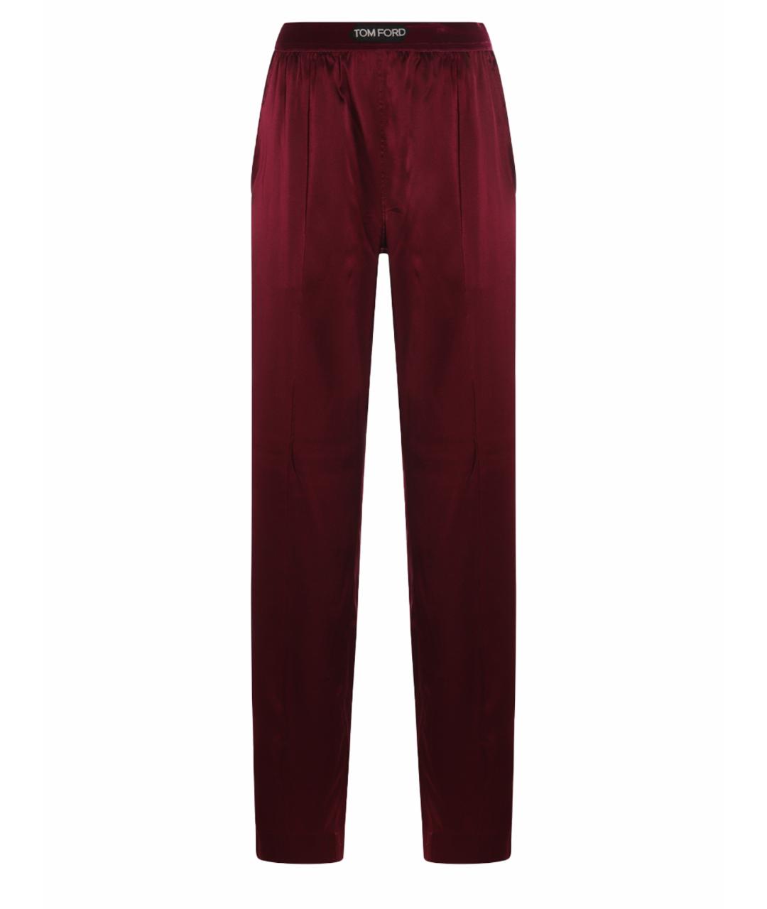 TOM FORD Бордовые шелковые прямые брюки, фото 1