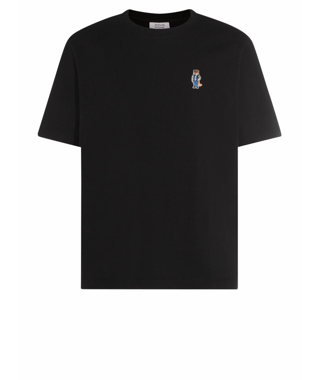 MAISON KITSUNE Черная хлопковая футболка, фото 1