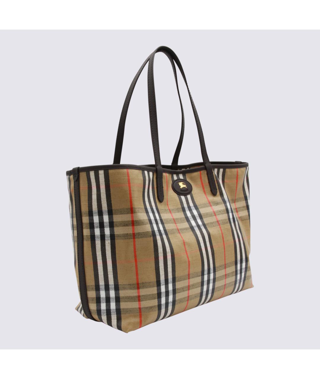 BURBERRY Бежевая тканевая сумка тоут, фото 2