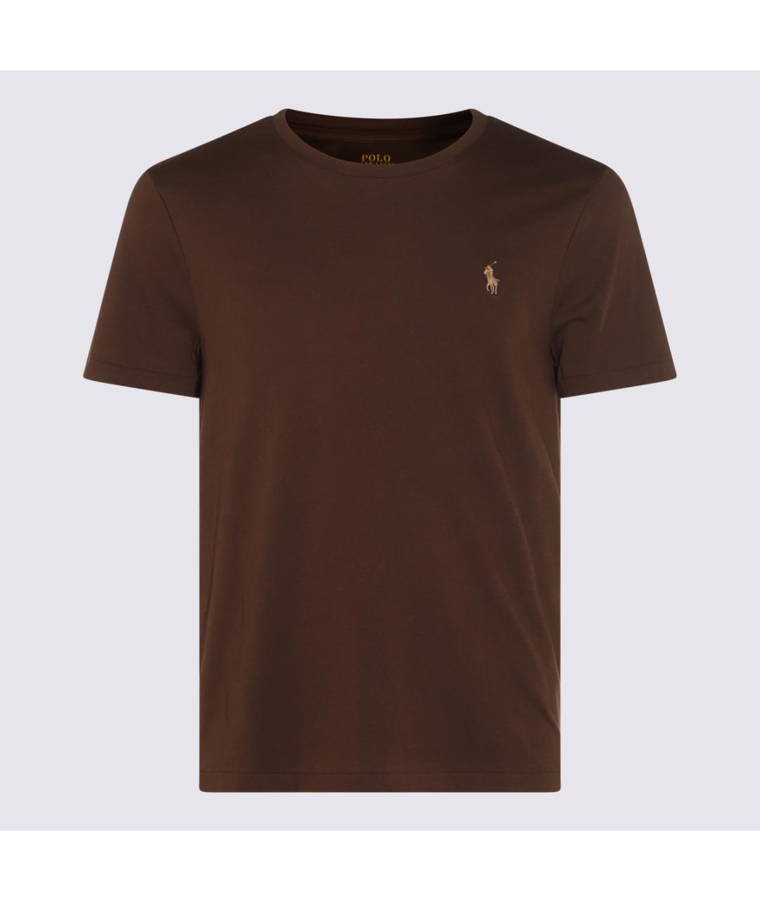 POLO RALPH LAUREN Коричневая хлопковая футболка, фото 4