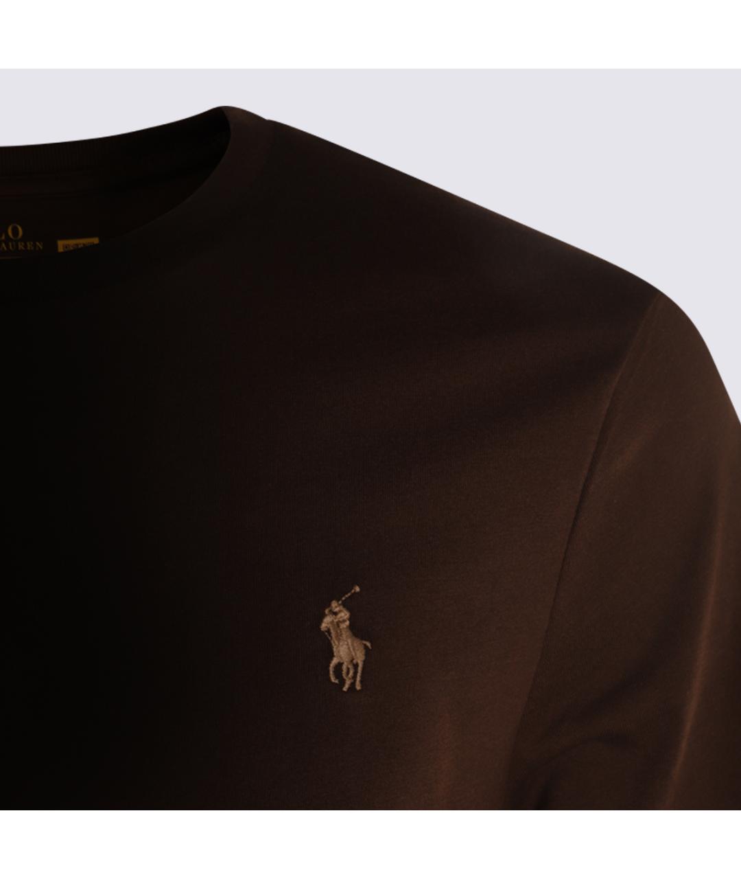 POLO RALPH LAUREN Коричневая хлопковая футболка, фото 3