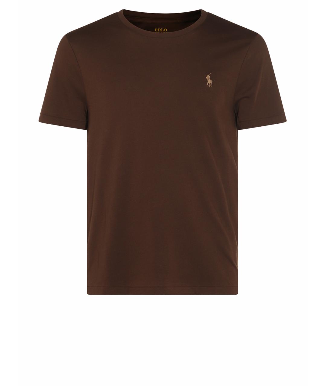 POLO RALPH LAUREN Коричневая хлопковая футболка, фото 1
