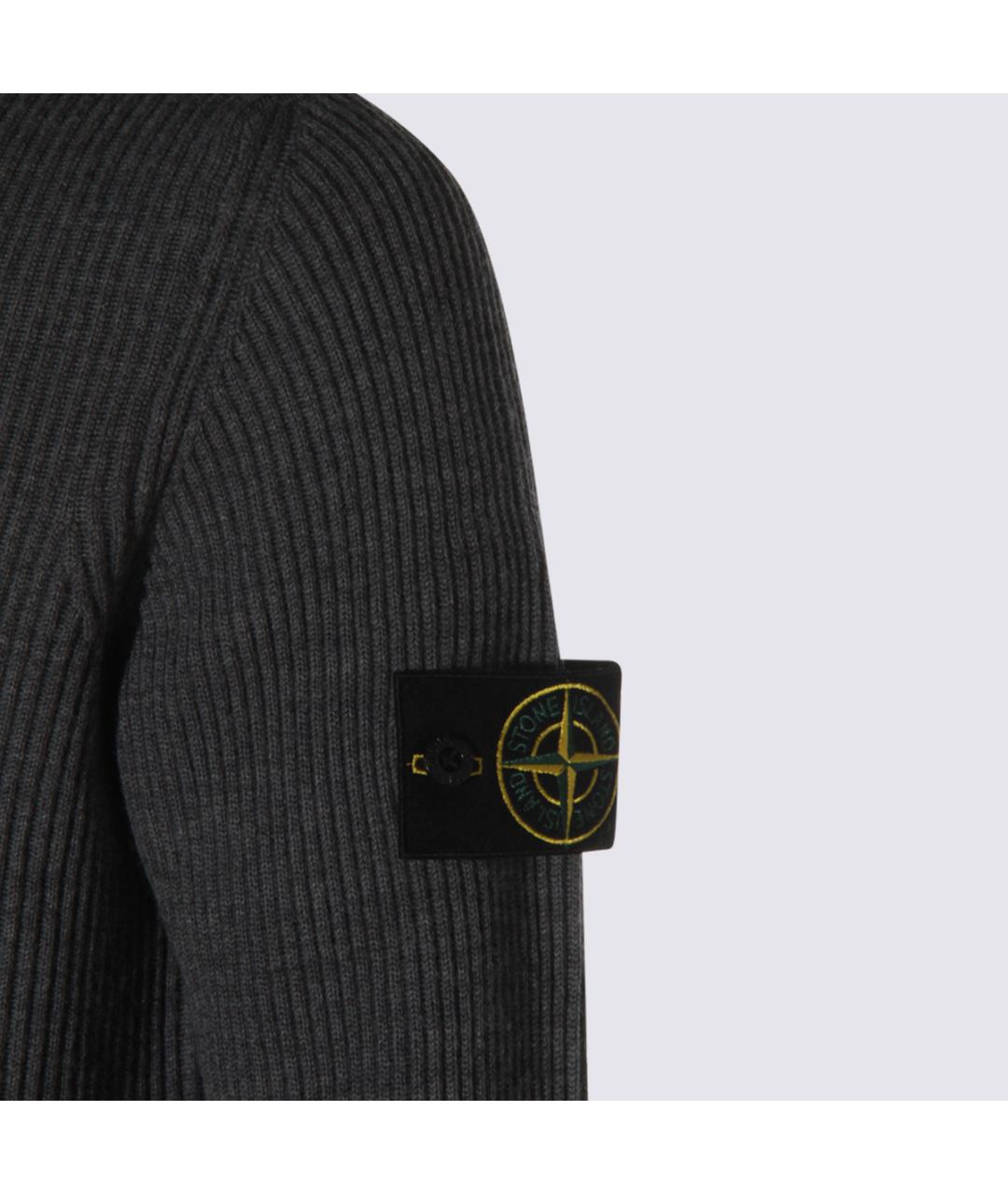 STONE ISLAND Антрацитовый шерстяной джемпер / свитер, фото 3