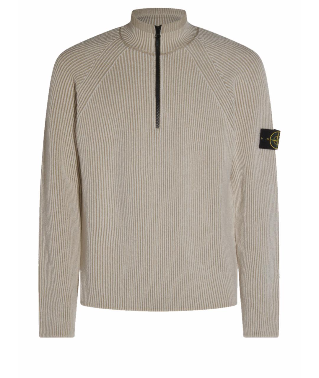 STONE ISLAND Бежевый шерстяной джемпер / свитер, фото 1