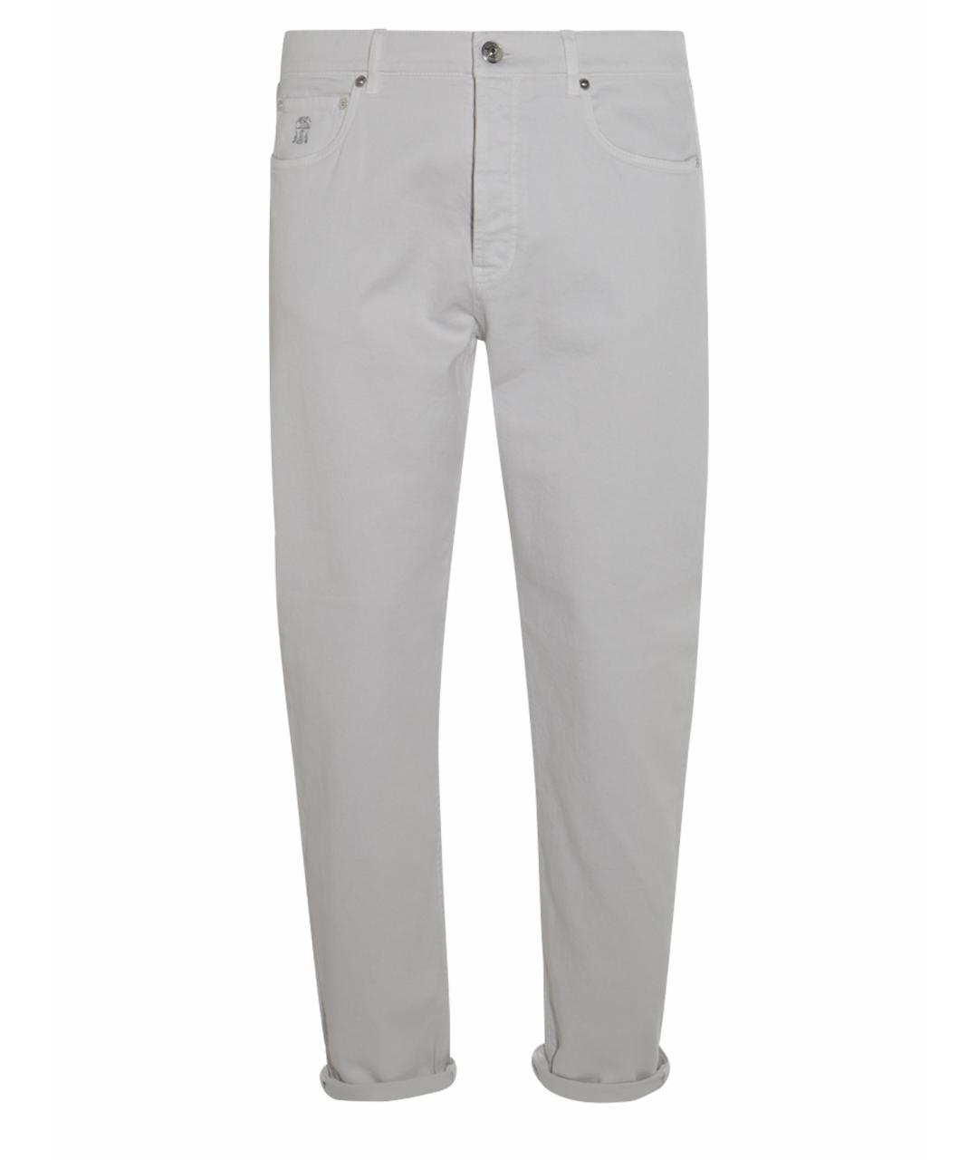 BRUNELLO CUCINELLI Белые хлопковые повседневные брюки, фото 1
