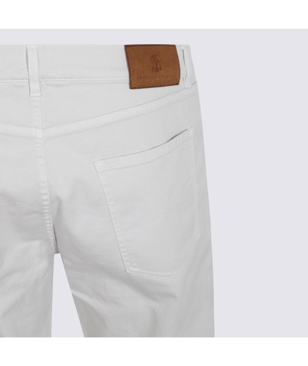 BRUNELLO CUCINELLI Белые хлопковые повседневные брюки, фото 4