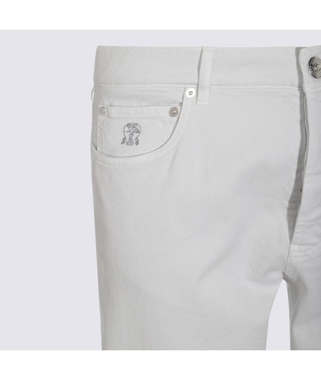 BRUNELLO CUCINELLI Белые хлопковые повседневные брюки, фото 3