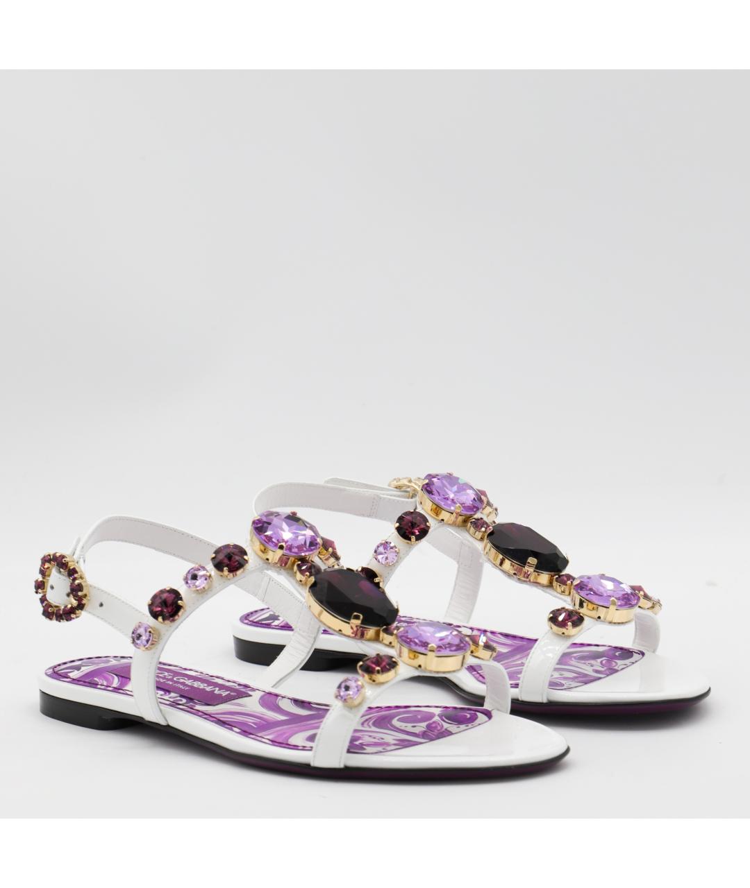 DOLCE&GABBANA Белые сандалии из лакированной кожи, фото 2