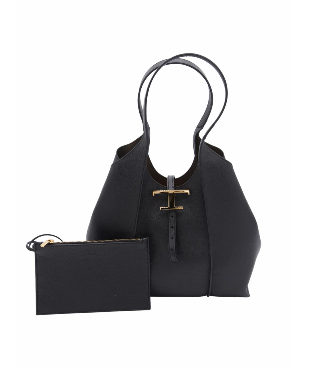 TOD'S Черная кожаная сумка тоут, фото 1