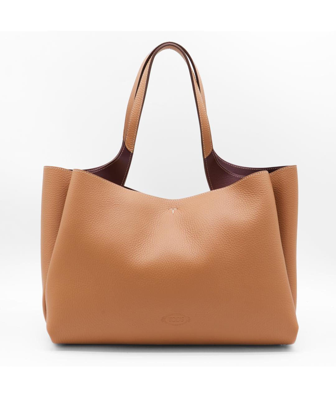 TOD'S Бежевая кожаная сумка тоут, фото 5