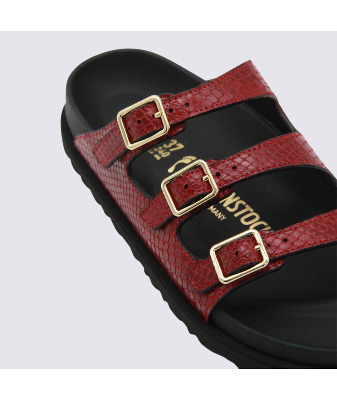 BIRKENSTOCK Красные кожаные шлепанцы, фото 4