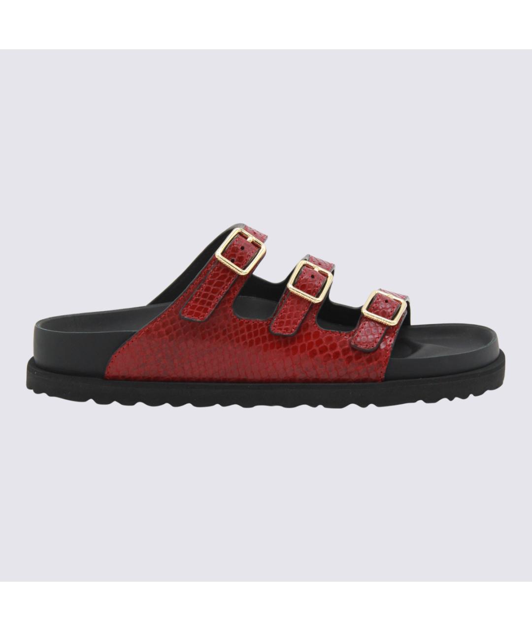 BIRKENSTOCK Красные кожаные шлепанцы, фото 5